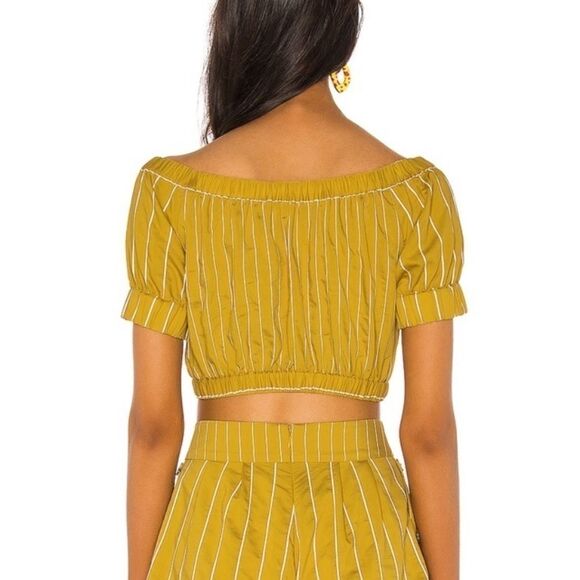 Medium Tularosa Yellow Pinstriped Crop Top - Picture 2 of 4